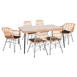 ΣΕΤ ΤΡΑΠΕΖΑΡΙΑΣ 7ΤΜΧ ALLEGRA HM10495 WICKER ΜΠΕΖ-ΜΕΤΑΛΛΟ ΜΑΥΡΟ - ΣΕΤ ΤΡΑΠΕΖΑΡΙΕΣ στο Milonadakis.gr