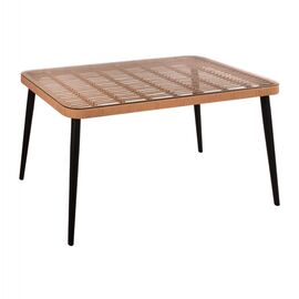 ΤΡΑΠΕΖΙ ΜΕΤΑΛΛΙΚΟ ALLEGRA HM5537 ΜΕ WICKER ΣΕ ΜΠΕΖ ΑΠΟΧΡΩΣΗ & ΓΥΑΛΙ 140X80X78 εκ. - ΤΡΑΠΕΖΙΑ ΕΞ. ΧΩΡΟΥ στο Milonadakis.gr