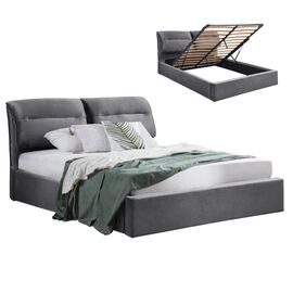 ΚΡΕΒΑΤΙ KENDRA ΒΕΛΟΥΔΟ ΓΚΡΙ ΚΑΙ ΑΠΟΘΗΚΕΥΤΙΚΟ ΧΩΡΟ 160x200 εκ. HM565.01 - ΚΡΕΒΑΤΙΑ στο Milonadakis.gr