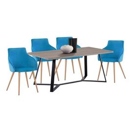 ΣΕΤ 5TMX ΤΡΑΠΕΖΙ MDF ALDWIN 160x90 ΜΕ ΠΟΛΥΘΡΟΝΑΚΙΑ ΒΕΛΟΥΔΙΝΑ IVY TΙΡΚΟΥΑΖ HM11255 - ΤΡΑΠΕΖΑΡΙΕΣ στο Milonadakis.gr