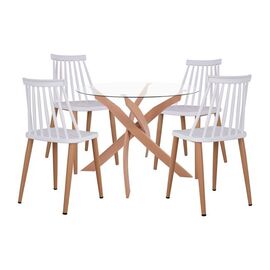 ΣΕΤ ΤΡΑΠΕΖΑΡΙΑΣ 5ΤΜΧ ΚΑΡΕΚΛΕΣ VANESSA ΛΕΥΚΕΣ & ΤΡΑΠΕΖΙ ΜΕΤΑΛΛΙΚΟ Φ90X74Υ HM11304 - ΤΡΑΠΕΖΑΡΙΕΣ στο Milonadakis.gr