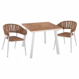 ΣΕΤ ΤΡΑΠΕΖΑΡΙΑ 3ΤΜΧ ΤΡΑΠΕΖΙ ΑΛΟΥΜΙΝΙΟΥ 80X80 & ΠΟΛΥΘΡΟΝΕΣ ΛΕΥΚΕΣ HM11442 - ΣΕΤ ΤΡΑΠΕΖΑΡΙΕΣ στο Milonadakis.gr