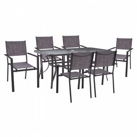 ΣΕΤ ΤΡΑΠΕΖΑΡΙΑ 7ΤΜΧ ΤΡΑΠΕΖΙ BRUNO 150X90 ΜΕ ΠΟΛΥΘΡΟΝΕΣ TEXTILINE ΓΚΡΙ HM11468 - ΣΕΤ ΤΡΑΠΕΖΑΡΙΕΣ στο Milonadakis.gr