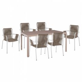 ΣΕΤ ΤΡΑΠΕΖΑΡΙΑ 7ΤΜΧ ΤΡΑΠΕΖΙ ΚΑΠΟΥΤΣΙΝΟ 150Χ90 & ΠΟΛΥΘΡΟΝΕΣ ΛΕΥΚΕΣ ΜΕ ΣΧΟΙΝΙ HM11500 - ΣΕΤ ΤΡΑΠΕΖΑΡΙΕΣ στο Milonadakis.gr