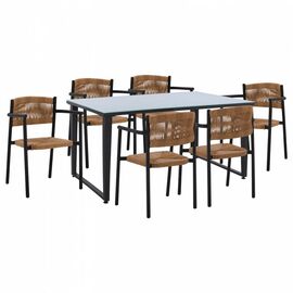 ΣΕΤ ΤΡΑΠΕΖΑΡΙΑ 7ΤΜΧ ΤΡΑΠΕΖΙ ΜΕ ΓΥΑΛΙ 160X90 & ΠΟΛΥΘΡΟΝΕΣ ΑΝΘΡΑΚΙ ΜΠΕΖ HM11448 - ΣΕΤ ΤΡΑΠΕΖΑΡΙΕΣ στο Milonadakis.gr