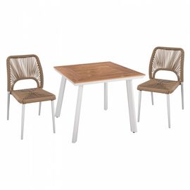 ΣΕΤ ΤΡΑΠΕΖΑΡΙΑΣ 3ΤΜΧ ΤΡΑΠΕΖΙ ΛΕΥΚΟ 80x80 ΚΑΙ ΚΑΡΕΚΛΑ ΜΕ ΣΧΟΙΝΙ HM11536.01 - ΣΕΤ ΤΡΑΠΕΖΑΡΙΕΣ στο Milonadakis.gr