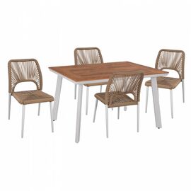 ΣΕΤ ΤΡΑΠΕΖΑΡΙΑΣ 5ΤΜΧ ΤΡΑΠΕΖΙ ΛΕΥΚΟ 120x80 ΚΑΙ ΚΑΡΕΚΛΑ ΜΕ ΣΧΟΙΝΙ HM11534.01 - ΣΕΤ ΤΡΑΠΕΖΑΡΙΕΣ στο Milonadakis.gr