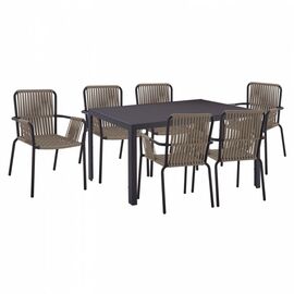 ΣΕΤ ΤΡΑΠΕΖΑΡΙΑΣ 7 ΤΜΧ ΤΡΑΠΕΖΙ ΓΚΡΙ 150X90 ΚΑΙ ΠΟΛΥΘΡΟΝΑ ΜΕ ΣΧΟΙΝΙ HM11525.01 - ΣΕΤ ΤΡΑΠΕΖΑΡΙΕΣ στο Milonadakis.gr