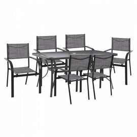 ΣΕΤ ΤΡΑΠΕΖΑΡΙΑΣ 7 ΤΜΧ ΤΡΑΠΕΖΙ ΓΚΡΙ 150X90 ΚΑΙ ΠΟΛΥΘΡΟΝΑ TEXTLINE ΓΚΡΙ HM11532.01 - ΣΕΤ ΤΡΑΠΕΖΑΡΙΕΣ στο Milonadakis.gr