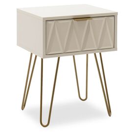 Κομοδίνο Isla pakoworld χρώμα λευκό painting-χρυσό 42x35x55εκ - ΚΟΜΟΔΙΝΑ στο Milonadakis.gr