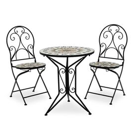 Τραπεζαρία Mosaic pakoworld σετ 3τεμ μέταλλο μαύρο - ΤΡΑΠΕΖΑΡΙΕΣ στο Milonadakis.gr