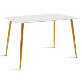 Τραπέζι Paris pakoworld οβάλ γυαλί 8mm σχέδιο μαρμάρου-χρυσό 120x80x75εκ - ΤΡΑΠΕΖΙΑ ΚΟΥΖΙΝΑΣ στο Milonadakis.gr