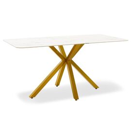 Τραπέζι Paris pakoworld γυαλί 8mm σχέδιο μαρμάρου-χρυσό 160x80x75εκ - ΤΡΑΠΕΖΙΑ ΚΟΥΖΙΝΑΣ στο Milonadakis.gr