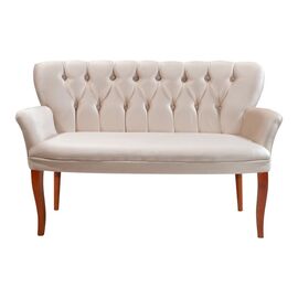 Καναπές Samara pakoworld 2θέσιος βελούδο μπεζ με καρυδί πόδια 130x55x79εκ - ΚΑΝΑΠΕΔΕΣ-ΣΑΛΟΝΙΑ στο Milonadakis.gr