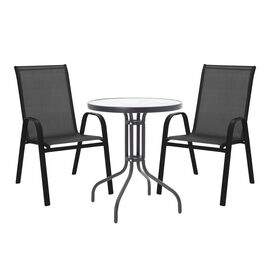 Τραπεζαρία Calan-Watson σετ 3τεμ pakoworld μέταλλο μαύρο-textilene μαύρο Φ60x70εκ - ΣΕΤ ΤΡΑΠΕΖΑΡΙΕΣ στο Milonadakis.gr