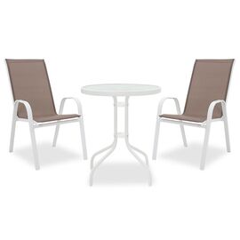 Τραπεζαρία κήπου Calan-Watson σετ 3τεμ pakoworld μέταλλο λευκό-textilene καφέ - ΣΕΤ ΤΡΑΠΕΖΑΡΙΕΣ στο Milonadakis.gr