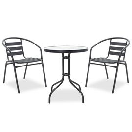 Τραπεζαρία Watson-Tade pakoworld σετ 3τεμ μέταλλο μαύρο-γυαλί Φ60x70εκ - ΣΕΤ ΤΡΑΠΕΖΑΡΙΕΣ στο Milonadakis.gr