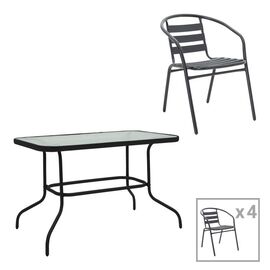 Τραπεζαρία Valor-Tade σετ 5τεμ pakoworld μέταλλο μαύρο-γυαλί 110x60x70εκ - ΣΕΤ ΤΡΑΠΕΖΑΡΙΕΣ στο Milonadakis.gr