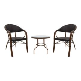 Σαλόνι Paula σετ 3τεμ pakoworld μέταλλο-pe rattan καφέ - ΣΕΤ ΣΑΛΟΝΙΑ στο Milonadakis.gr