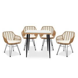 Τραπεζαρία Naoki σετ 5τεμ pakoworld μέταλλο-μαύρο-pe φυσικό - ΣΕΤ ΤΡΑΠΕΖΑΡΙΕΣ στο Milonadakis.gr