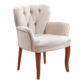 Πολυθρόνα Samara pakoworld βελούδο μπεζ με καρυδί πόδια 54x71x79εκ - ΚΑΡΕΚΛΕΣ - ΠΟΛΥΘΡΟΝΕΣ ΕΣ. στο Milonadakis.gr