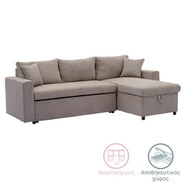 Γωνιακός καναπές-κρεβάτι αναστρέψιμος Lilian pakoworld ύφασμα μπεζ 225x148x81εκ - ΚΑΝΑΠΕΔΕΣ-ΣΑΛΟΝΙΑ στο Milonadakis.gr