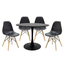 Τραπεζαρία Balou-Julita σετ 5τεμ pakoworld MDF και pp σε μαύρη-φυσική απόχρωση Φ100x75εκ - ΤΡΑΠΕΖΑΡΙΕΣ στο Milonadakis.gr