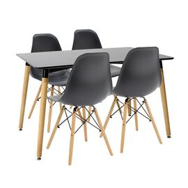 Τραπεζαρία Natali-Julita pakoworld σετ 5τεμ μαύρο-φυσικό 120x80x76εκ - ΤΡΑΠΕΖΑΡΙΕΣ στο Milonadakis.gr