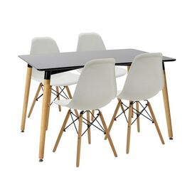 Τραπεζαρία Natali-Julita pakoworld σετ 5τεμ μαύρο-λευκό-φυσικό 120x80x76εκ - ΤΡΑΠΕΖΑΡΙΕΣ στο Milonadakis.gr