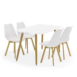 Tραπεζαρία Natali-Gaston σετ 5τμχ λευκό σε απόχρωση λευκό-φυσικό 120x80x73εκ - ΤΡΑΠΕΖΑΡΙΕΣ στο Milonadakis.gr