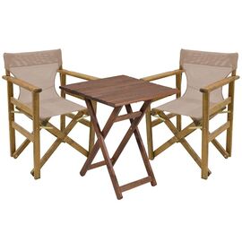 Tραπεζαρία Retto σετ 3τμχ μασίφ ξύλο οξιάς καρυδί-πανί taype 70x70x71εκ - ΣΕΤ ΤΡΑΠΕΖΑΡΙΕΣ στο Milonadakis.gr