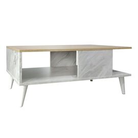 Τραπέζι σαλονιού Moses pakoworld χρώμα sonoma-λευκό μαρμάρου 90x54x37.5εκ - ΤΡΑΠΕΖΑΚΙΑ ΣΑΛΟΝΙΟΥ στο Milonadakis.gr