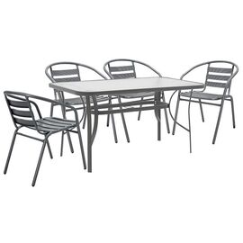 Τραπεζαρία Ensure-Tade pakoworld σετ 5τεμ μέταλλο-γυαλί σε ανθρακί απόχρωση 140x80x70εκ - ΣΕΤ ΤΡΑΠΕΖΑΡΙΕΣ στο Milonadakis.gr