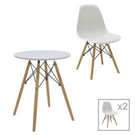 Τραπεζαρία Julita σετ 3τεμ pakoworld MDF και ξύλο οξιάς σε λευκή-φυσική απόχρωση Φ60x73εκ - ΦΟΙΤΗΤΙΚΑ ΠΑΚΕΤΑ στο Milonadakis.gr