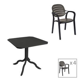 Τραπεζαρία Icon-Gentle pakoworld σετ 5τεμ PP σε ανθρακί απόχρωση - ΣΕΤ ΤΡΑΠΕΖΑΡΙΕΣ στο Milonadakis.gr