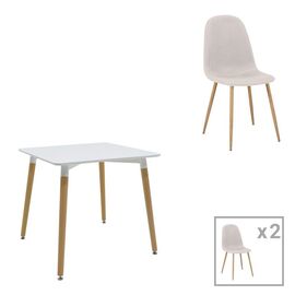 Τραπεζαρία Bella-Natali pakoworld σετ 3τεμ MDF λευκό-πόδια φυσικό 80x80x76εκ - ΤΡΑΠΕΖΑΡΙΕΣ στο Milonadakis.gr