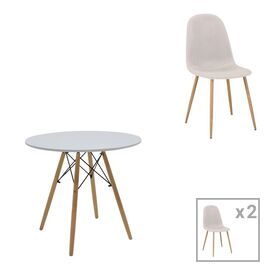 Τραπεζαρία Bella-Julita pakoworld MDF σετ 3τεμ λευκό-πόδια φυσικό Φ80x73εκ - ΤΡΑΠΕΖΑΡΙΕΣ στο Milonadakis.gr