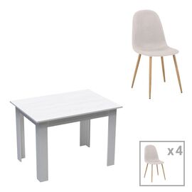 Τραπεζαρία Bella-Manka pakoworld σετ 5τεμ σε λευκή απόχρωση 110x80x77εκ - ΤΡΑΠΕΖΑΡΙΕΣ στο Milonadakis.gr