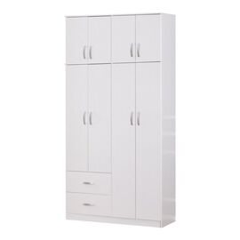 Ντουλάπα ρούχων τετράφυλλη με πατάρι Zelia pakoworld με 2 συρτάρια σε λευκή απόχρωση 120x42x240εκ - ΝΤΟΥΛΑΠΕΣ στο Milonadakis.gr