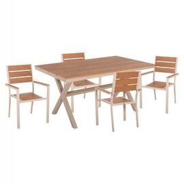 ΣΕΤ ΤΡΑΠΕΖΑΡΙΑΣ SAGA HM21196 ΤΡΑΠΕΖΙ & 4 ΠΟΛΥΘΡΟΝΕΣ-ΑΛΟΥΜΙΝΙΟ & POLYWOOD-ΣΑΜΠΑΝΙ - ΣΕΤ ΤΡΑΠΕΖΑΡΙΕΣ στο Milonadakis.gr