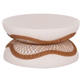 ΤΡΑΠΕΖΙ ΣΑΛΟΝΙΟΥ ANNA HM18157.02 FIBER CEMENT ΛΕΥΚΟ-ΦΥΣΙΚΟ RATTAN--Φ92x44.5Υεκ - ΤΡΑΠΕΖΙΑ ΚΟΥΖΙΝΑΣ στο Milonadakis.gr