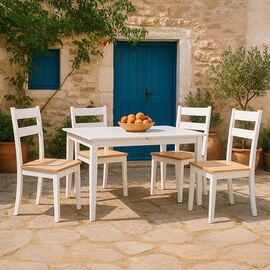 Tραπεζαρία επεκτεινόμενη Mabor-York pakoworld σετ 5τεμ ξύλο σε λευκή απόχρωση 120-150x80x73,8εκ - ΤΡΑΠΕΖΑΡΙΕΣ στο Milonadakis.gr