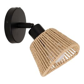 Φωτιστικό τοίχου-απλίκα Hender pakoworld σε φυσική-μαύρη απόχρωση Φ10x19.5εκ - ΑΠΛΙΚΕΣ ΤΟΙΧΟΥ στο Milonadakis.gr