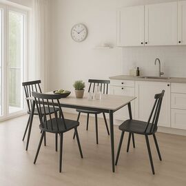 Τραπεζαρία Aurora I-Gustas pakoworld σετ 5τεμ sintered stone-μαύρο 120x60x75εκ - ΤΡΑΠΕΖΑΡΙΕΣ στο Milonadakis.gr