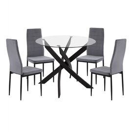 ΣΕΤ ΤΡΑΠΕΖΑΡΙΑΣ 5ΤΜΧ LADY HM21199.01 ΓΥΑΛΙ--ΜΕΤΑΛΛΟ ΣΕ ΜΑΥΡΟ & ΒΕΛΟΥΔΟ ΓΚΡΙ - ΤΡΑΠΕΖΑΡΙΕΣ στο Milonadakis.gr