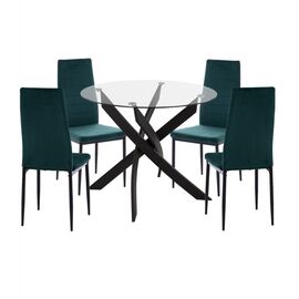 ΣΕΤ ΤΡΑΠΕΖΑΡΙΑΣ 5ΤΜΧ LADY HM21199.03 ΓΥΑΛΙ--ΜΕΤΑΛΛΟ ΣΕ ΜΑΥΡΟ & ΒΕΛΟΥΔΟ ΚΥΠΑΡΙΣΣΙ - ΤΡΑΠΕΖΑΡΙΕΣ στο Milonadakis.gr