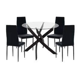 ΣΕΤ ΤΡΑΠΕΖΑΡΙΑΣ 5ΤΜΧ LADY HM21199.04 ΓΥΑΛΙ--ΜΕΤΑΛΛΟ & ΒΕΛΟΥΔΟ ΣΕ ΜΑΥΡΟ - ΤΡΑΠΕΖΑΡΙΕΣ στο Milonadakis.gr