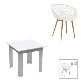 Τραπεζαρία Manka-Ezra pakoworld σετ 3τεμ σε λευκή απόχρωση 80x80x77εκ - ΤΡΑΠΕΖΑΡΙΕΣ στο Milonadakis.gr