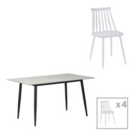 Τραπεζαρία Aurora I-Gustas pakoworld σετ 5τεμ sintered stone-μαύρο-λευκό 120x60x75εκ - ΤΡΑΠΕΖΑΡΙΕΣ στο Milonadakis.gr