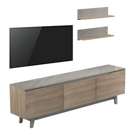 Σύνθετο σαλονιού Kasia pakoworld σε μπεζ μαρμάρου-sonoma απόχρωση 180x35x48.5εκ - ΣΥΝΘΕΣΕΙΣ ΣΑΛΟΝΙΟΥ στο Milonadakis.gr